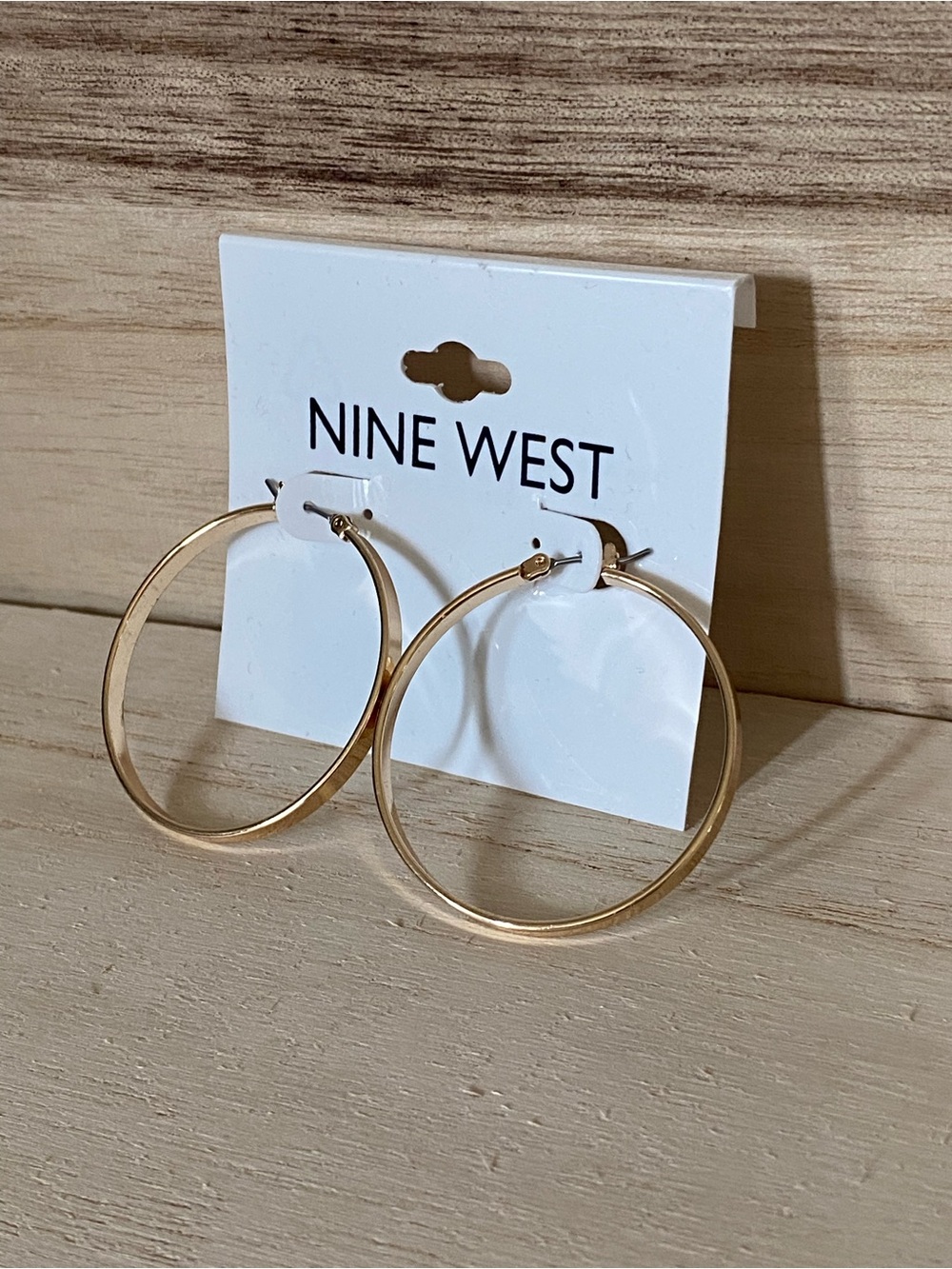 New Nine West Rose Gold colour 1 1/2 inch Hoop Earrings - Classic Large Hoops